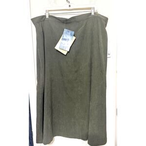 NWT Susan Graver Skirt Olive green flare knee length microsuede Plus sz 3X